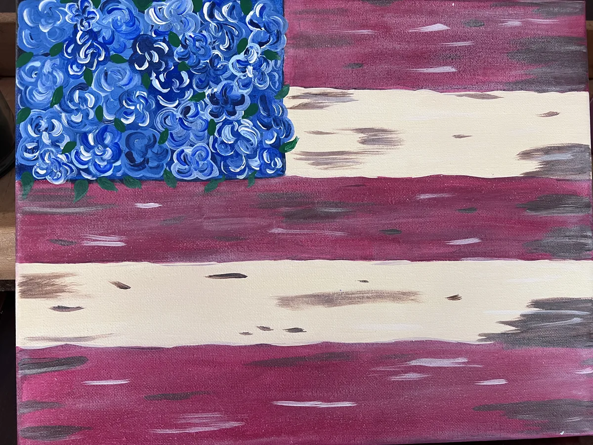 Bluebonnet American flag painting
