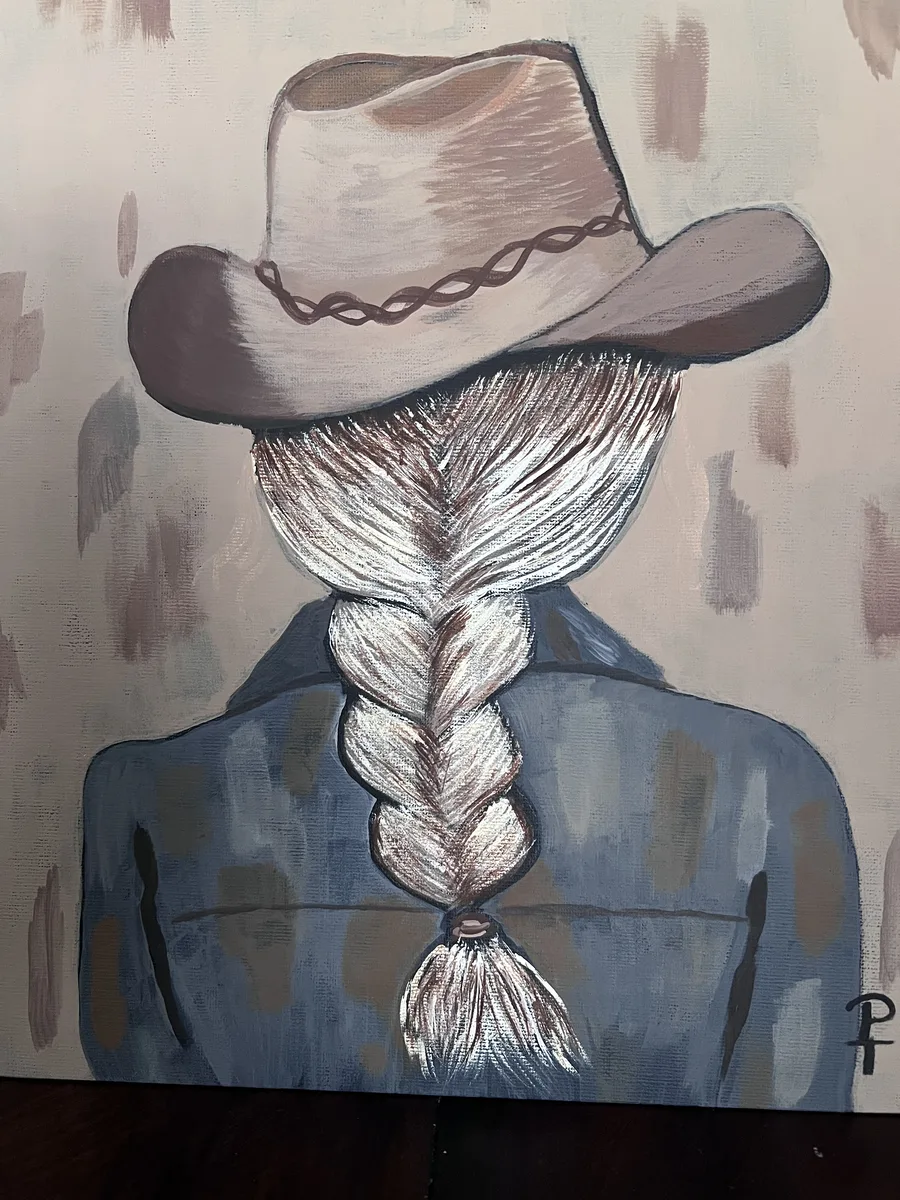 Cowgirl with braid painting