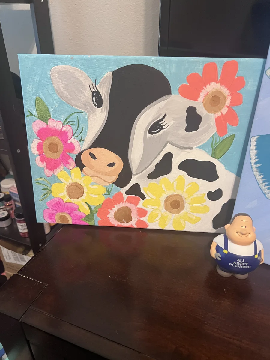 Floral cow painting
