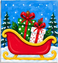Holiday Sleigh — Christmas paint kit design on a 5x7 canvas