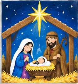 Nativity — Christmas paint kit design on a 5x7 canvas