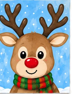 Reindeer — Christmas paint kit design on a 5x7 canvas