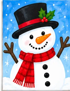 Snowman — Christmas paint kit design on a 5x7 canvas