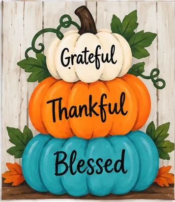 Grateful Pumpkins — Thanksgiving paint kit design on a 5x7 canvas