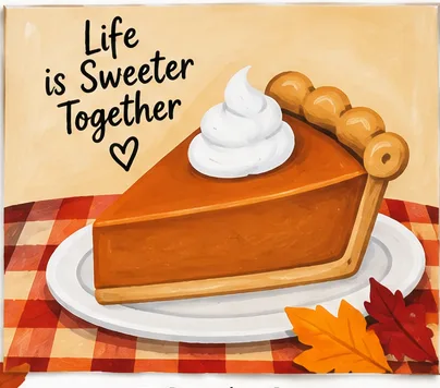 Pumpkin Pie — Thanksgiving paint kit design on a 5x7 canvas