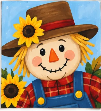 Scarecrow — Thanksgiving paint kit design on a 5x7 canvas